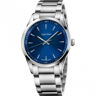 Calvin Klein Gedurfd Quartz Horloge met Blauwe Wijzerplaat en Roestvrijstalen Band Calvin Klein , Gray , Dames - ONE Size