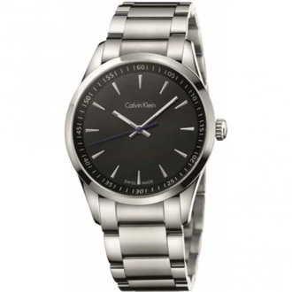 Calvin Klein Gedurfd Quartz Horloge met Zwarte Wijzerplaat en Zilveren Stalen Band Calvin Klein , Gray , Dames - ONE Size