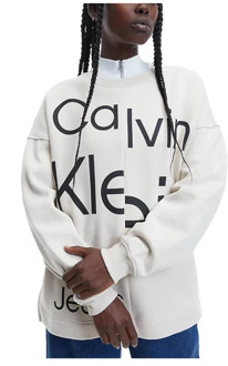 Calvin Klein Gedurfde onderbroken logo sweatshirt Calvin Klein , Beige , Dames