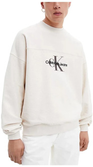 Calvin Klein Gestructureerde Beige Heren Sweatshirt Calvin Klein , Beige , Heren - Xl,M