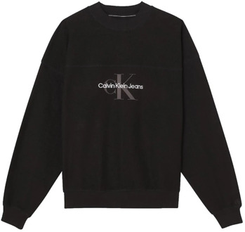 Calvin Klein Gestructureerde Oversized Sweatshirt Calvin Klein , Black , Heren - Xl,L