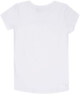 Calvin Klein Girl's Calvin Klein Junior Slim Metallic Logo T-Shirt in White Wit - 12J / 152cm