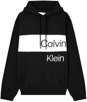Calvin Klein Grote Logo Hoodie - Blijf warm en stijlvol Calvin Klein , Black , Heren - XL