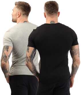 Calvin Klein Heren Calvin Klein 2-pack Essential Crew T-shirts in Zwart Grijs