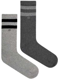 Calvin Klein Heren contrast gestreepte melange sokken Grijs - 43-47