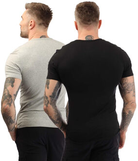 Calvin Klein Heren Essential T-shirt met ronde hals (Set van 2) (Zwart/Grijs)