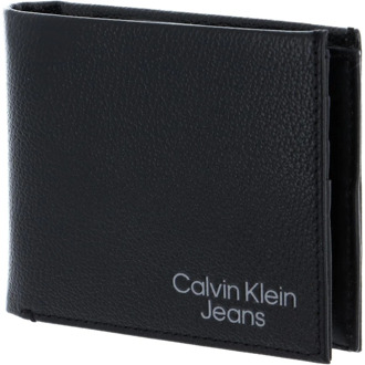 Calvin Klein Heren Leren Portemonnee met Munt Calvin Klein , Black , Heren - ONE Size