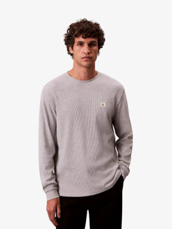 Calvin Klein Heren longsleeve wafel badge heroic grey Grijs - M