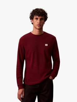 Calvin Klein Heren longsleeve wafel badge Rood