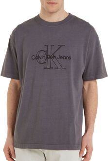Calvin Klein Heren Polo T-shirts Monologo Washed Tee Calvin Klein , Gray , Heren - Xl,M,S,Xs