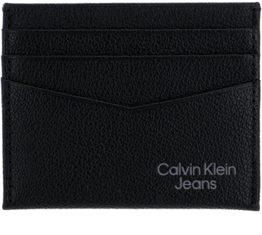 Calvin Klein Heren Portemonnee, Zwart Leren Kaarthouder Calvin Klein , Black , Heren - ONE Size