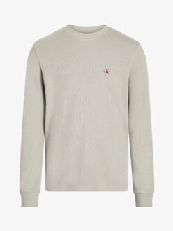 Calvin Klein Heren wafel shirt woven label - maat S Zilver