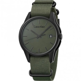 Calvin Klein Herenhorloge met kleurrijke wijzerplaat en roestvrijstalen kast Calvin Klein , Green , Heren - ONE Size