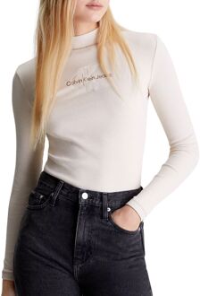 Calvin Klein Hero Monologo Rib Longsleeve Shirt Dames off white