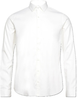 Calvin Klein Herringbone DC Slim Overhemd Calvin Klein , White , Heren - 2Xl,Xl,3Xl,4Xl