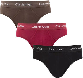 Calvin Klein heup slips 3-pack rood-zwart-bruin - L