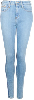 Calvin Klein Hoge taille skinny jeans met gestreept detail Calvin Klein , Blue , Dames - W24 L32