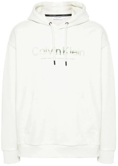 Calvin Klein Iconische Logo Hoodie Calvin Klein , White , Heren - Xl,L,S