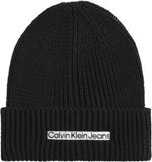 Calvin Klein Institutional Patch Beanie zwart - 1-SIZE