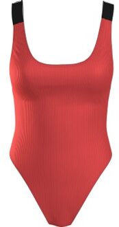 Calvin Klein Intense Power Rib Scoop Plus Swimsuit Rood - 3XL+,XL+,XXL+