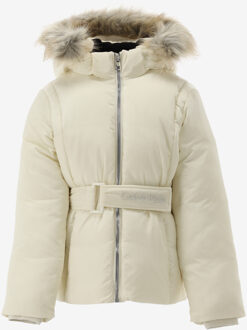 Calvin Klein Jas CLASSIC BELTED FUR J wit - 140/10J;152/12J;164/14J