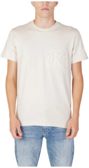 Calvin Klein Jeans Beige Korte Mouw T-shirt Calvin Klein Jeans , Beige , Heren - XL