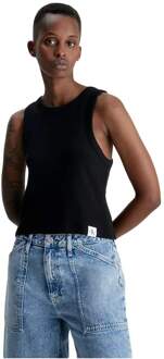 Calvin Klein Jeans Calvin Klein damestop met ribgebreide afwerking Zwart - XS