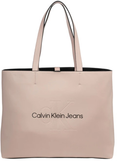 Calvin Klein Jeans Eenvoudige Tote Bag met Logo Calvin Klein Jeans , Pink , Dames - ONE Size