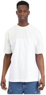 Calvin Klein Jeans Geborduurd Logo T-shirt Wit Groen Calvin Klein Jeans , White , Heren - L,M,S