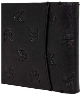 Calvin Klein Jeans Geperforeerde Logo Leren Portemonnee Zwart - One Size