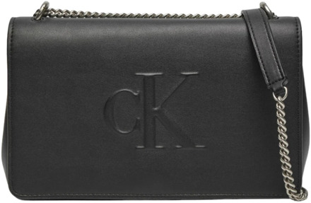 Calvin Klein Jeans Gesculpteerde Flap Tas Herfst/Winter Collectie Calvin Klein Jeans , Black , Dames - ONE Size