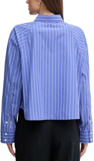 Calvin Klein Jeans Gestreept Korte Shirt - maat M Lichtblauw