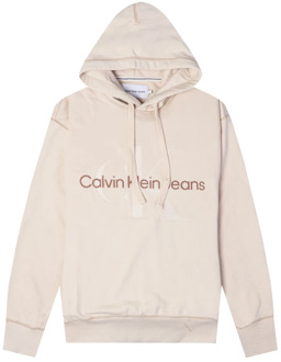 Calvin Klein Jeans Heren Hoodie Ivory Calvin Klein Jeans , White , Heren - Xl,L,M