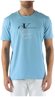 Calvin Klein Jeans Katoenen T-shirt met Logo Print Calvin Klein Jeans , Blue , Heren - L,M,S