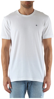 Calvin Klein Jeans Katoenen T-shirt met Voorlogo Patch Calvin Klein Jeans , White , Heren - 2Xl,Xl,L,M,S
