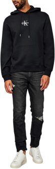 Calvin Klein Jeans Logo Relaxed Fit Hoodie Zwart - XL