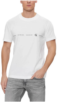 Calvin Klein Jeans Logo Repeat Heren T-Shirt Calvin Klein Jeans , White , Heren - Xl,L,M