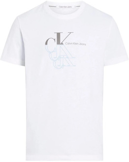 Calvin Klein Jeans Monogram Echo Heren T-Shirt Lente/Zomer Calvin Klein Jeans , White , Heren - Xl,L,M