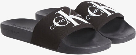 Calvin Klein Jeans Monogram Slide Sandalen Lente/Zomer Collectie Calvin Klein Jeans , Black , Dames - 42 EU