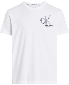 Calvin Klein Jeans Monogram T-shirt Lente/Zomer Collectie Calvin Klein Jeans , White , Heren - Xl,L,M,S,Xs