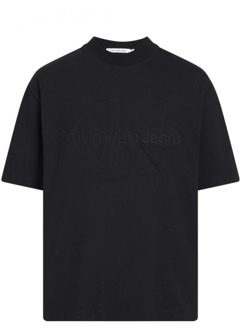 Calvin Klein Jeans Premium Monologo T-Shirt Lente/Zomer Collectie Calvin Klein Jeans , Black , Heren - L,M