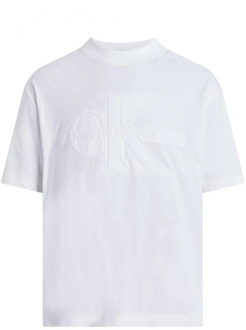 Calvin Klein Jeans Premium Monologo T-Shirt Lente/Zomer Collectie Calvin Klein Jeans , White , Heren - Xl,L,M,S