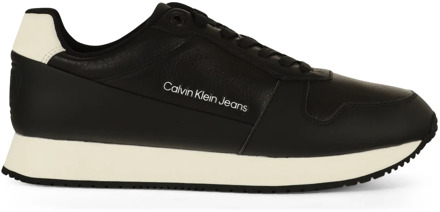 Calvin Klein Jeans Retro Runner Leren Sneakers Calvin Klein Jeans , Black , Heren - 44 Eu,46 Eu,40 Eu,45 EU
