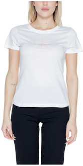 Calvin Klein Jeans Satin Dames T-Shirt Lente/Zomer Collectie Calvin Klein Jeans , White , Dames - M,S,Xs