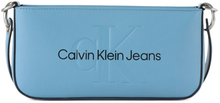 Calvin Klein Jeans Schoudertas van imitatieleer met reliëflogo Calvin Klein Jeans , Blue , Dames - ONE Size