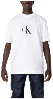 Calvin Klein Jeans Witte Bedrukte Ronde Hals T-shirt Calvin Klein Jeans , White , Heren - L,Xs