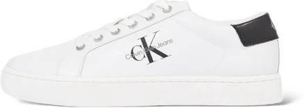 Calvin Klein Jeans Witte Leren Sneakers met Metalen Oogjes Calvin Klein Jeans , White , Heren - 46 Eu,45 Eu,42 Eu,43 EU