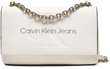 Calvin Klein Jeans Witte Schoudertas met Clip Sluiting Calvin Klein Jeans , White , Dames - ONE Size