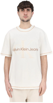 Calvin Klein Jeans Witte T-shirts en Polos voor heren Calvin Klein Jeans , White , Heren - L,M,S,Xs