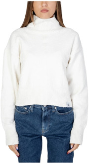 Calvin Klein Jeans Witte Turtleneck Gebreide Kleding voor Vrouwen Calvin Klein Jeans , White , Dames - L,M
